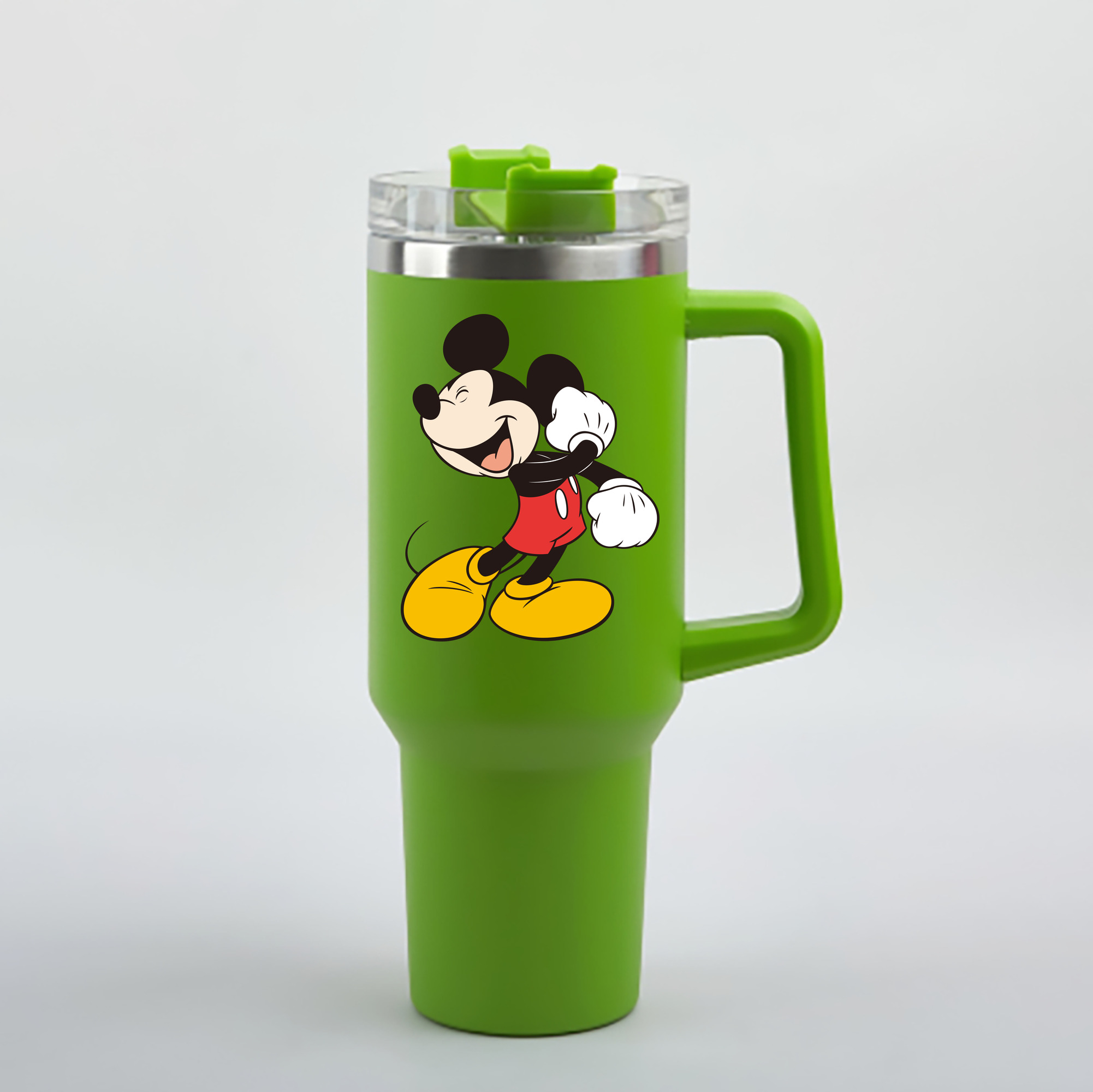 （画像用） ミッキーマウス Mickey Mouse 1200mL車用タンブラー - クリスタルステッカー（プラスチックストロー付き）